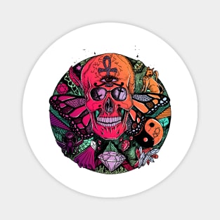 Blue Red Blend Skull Circle of Humanity Magnet